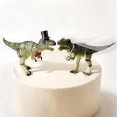 Sliner Dinosaurs Cake Topper Couple Wedding Cake Decor Funny Bride Groom | Animal Theme Wedding Decor, Novios Para Pastel for Engagement, Bridal Showers, Funny Couple Statue Anniversary