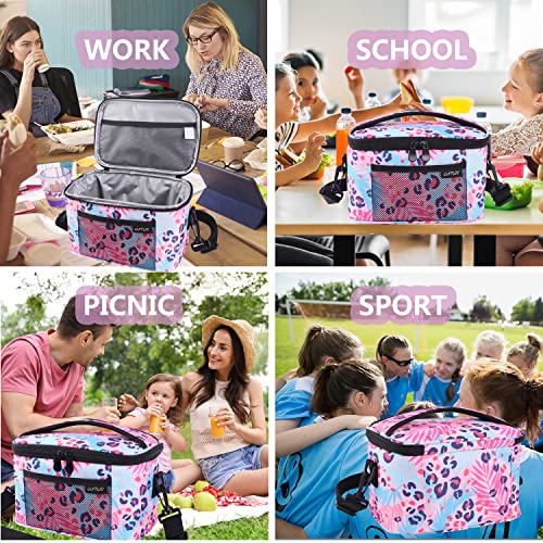 ONTESY Lunch Bag for Women Girls, Medium Size Lunch Pail Thermal Insulated Cooler for Adults & Kids with Adjustable Shoulder Strap for School Work Picnic (Florida Palm)