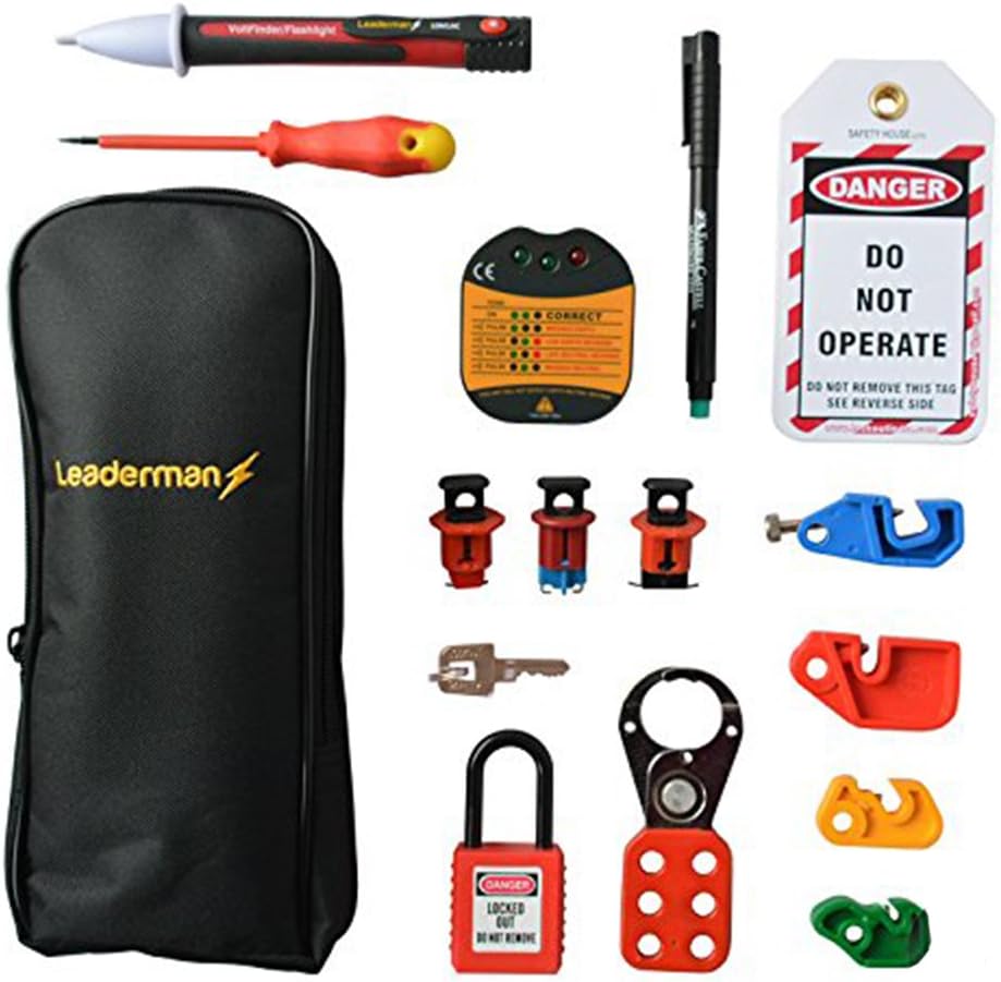 Leaderman Lockout/Off Essential Kit MCB/RCD Isolator LOE-K2 with Socket Tester