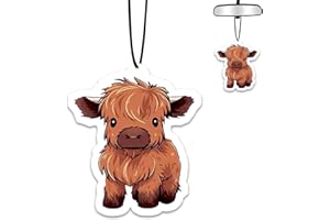LDNTLY 1PCS Car Air Fresheners,Highland Cow Car Air Fresheners for Cute Mirror Freshener Mirror Scented Hanging Cute Car Accessories Decor Interior Home,Highland Cow Gifts for Women Men Friends Wife