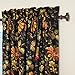 Waverly Felicite Floral Rod Pocket Window Curtain for Living Room (1 Panel), 50 in x 84 in, Noir