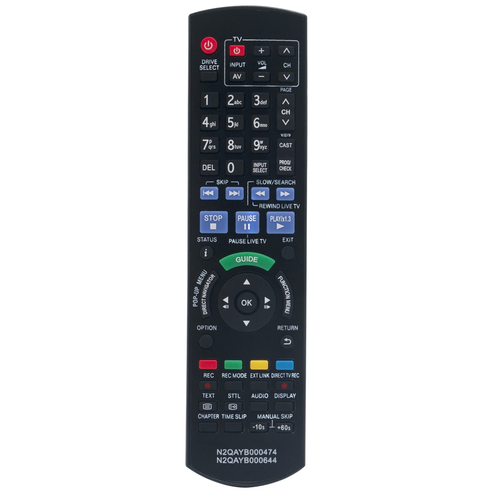 ALLIMITY N2QAYB000477 Replace Remote Control fit for Panasonic DVD IR6 DMR-BS785EG DMR-BW780EF DMR-EX769EF DMR-BS785EGK DMR-BW880EFK DMR-BS885EG DMR-XW380EB DMR-BS785EGS DMR-XW380GL DMR-BS885EGK