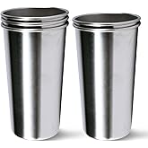KISEER 5 Pack 20 Ounce Stainless Steel Pint Cups Shatterproof Cup Tumblers Unbreakable Metal Drinking Glasses for Bar, Home, Restaurant