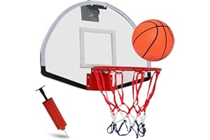 MoNiBloom Wall-Mounted Basketball Hoop Transparent Board 18" x 12" Sports Mini Basketball Hoops Adults Indoor Over The Door Mini Hoop Perfect Game Accessory for Garage Bedroom Office, White