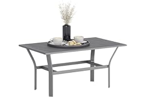 Outsunny Metal Outdoor Coffee Table, Rectangle Weather Resistant Outdoor Side Table with Slatted Tabletop for Garden, Balcony