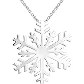 JO WISDOM 925 Sterling Silver White/Blue CZ Winter Frozen Large Snowflake Necklace Pendant