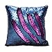 Fengheshun 16 Inches Reversible Sequins Cushion Cover Throw Pillow Case Color Changing Pillowcase,Suitable for Decorating Sofa, Bed, car, etc (Dark Blue+Purple), Great Gift for Kids