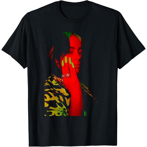 Amazon.com: Official Billie Eilish Hand Face Photo Black T