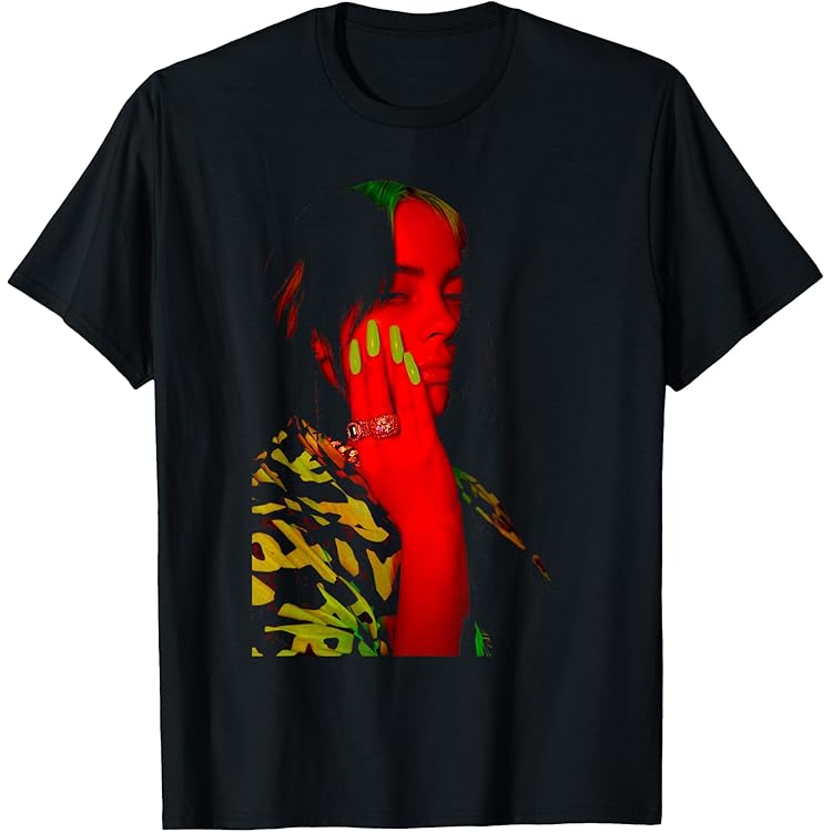 Amazon.com: Official Billie Eilish Hand Face Photo Black T