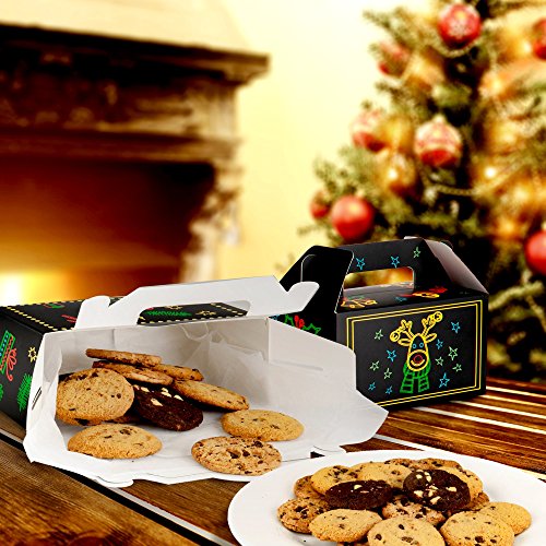 Christmas Cookie Box Set (Pack of 8): Cardboard Treat Container, Holiday Themed, Easy to Assemble – 2 Sizes, 4 Cute Designs [Santa, Snowman, Christmas Tree and Deer] – with 8 Tissue Paper - Thumbnail 4