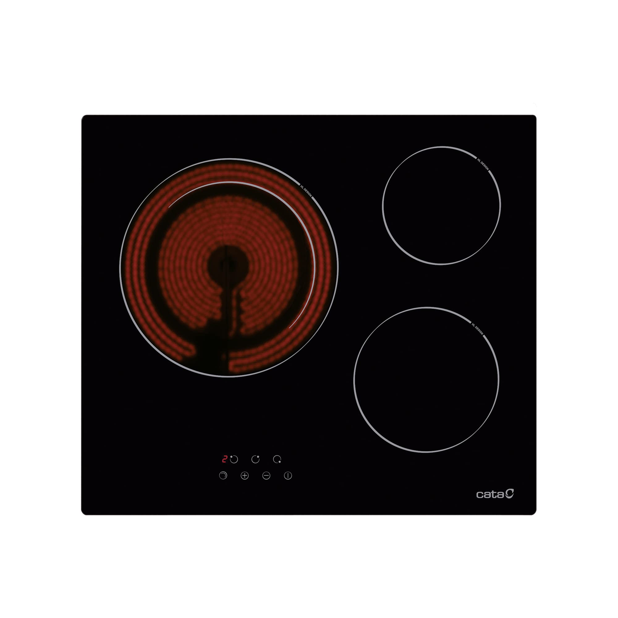 Cata | Ceramic Hobs | Model TD 6003 | 3 High Light Cooking Zones | Width 59 cm | 9 Adjustable Power Levels | Total Power 5,4kW | Color Black