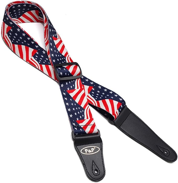 Adjustable American Flag Printing Guitar Strap Electric