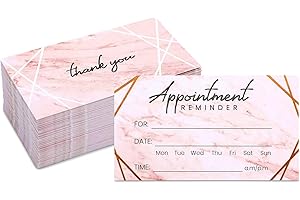 Pipilo Press Appointment Reminder Cards - 3.5 x 2 In, Marble & Rose Gold Foil, 100 Pack - Salon & Hair Appointment Reminder Cards with Date, Time & Name Fields