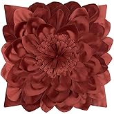OiseauVoler 3D Flower Throw Pillow Covers Decorative Soft Pillowcases Cushion Covers Home Couch Bed Living Room Decor 18x18 Inch Rust Red