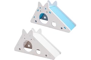 JINGHANGER 2 PCS Hermit Crabs Climbing Ladder Bridge, PVC Hermit Crab Climibing Toys, Hermit Crab Hideout with Ramp, Aquarium Tank Accessory Small Animals Cage Accessory, Decorative Toy for Hamster Blue & White