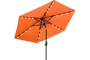 MASTERCANOPY Patio Umbrella with Solar LED Lights (7.5ft,Orange)