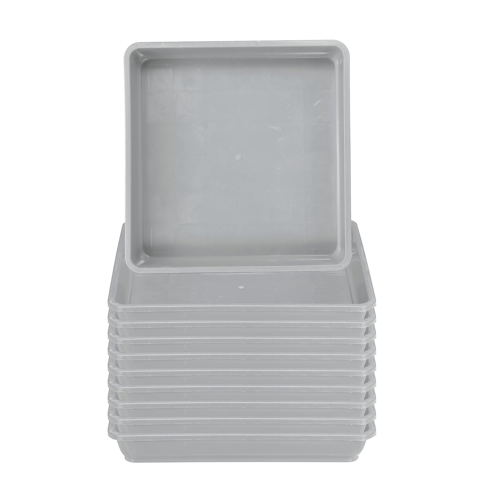 PATIKIL Plant Saucer Tray, 10 Pack 10 Inch Plastic Square Plant Saucer Flower Planter Drip Tray for Indoors Outdoors Patio Balcony, Grey