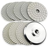 SHDIATOOL 4- Inch Diamond Wet Polishing Pads Set of 8Pcs Plus an Aluminum Backer for Marble Granite Stone