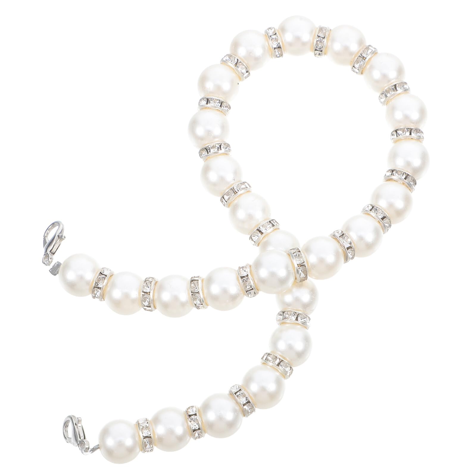 Amosfun Crossbody Bag Strap Pearl Bags Chain Pearl Purse Straps Pearl Handbag Chains with Metal Buckle Purse Making Bag Accessories for Outdoor White Silver 30cm Pearl Handbag Chain