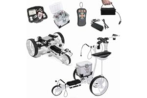 Super E Caddy The Pro Wireless Remote Control Electric Golf Cart, Built-in 6 Pack Cooler, Seat, USB Port and Holders, 12V Lithium Battery Lasts 27 Holes