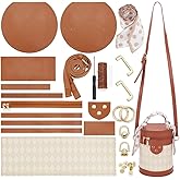 WADORN DIY PU Leather Crossbody Bag Making Kit, Shoulder Bucket Bag Making Set for Purse DIY Making Handmade Stitch Leather Bag Making Materials for DIY Handbag Accessories Shoulder Bag Making, Sienna