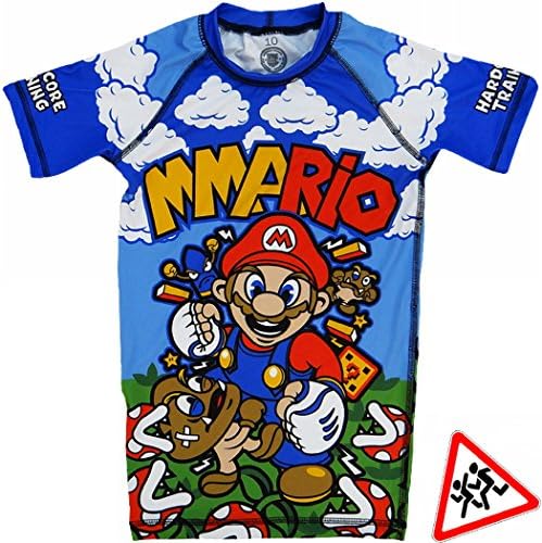 MMArio Rash Guard Kids Unisex Compression Base Layer Tights No Gi BJJ Fitness MMA Workout Grappling