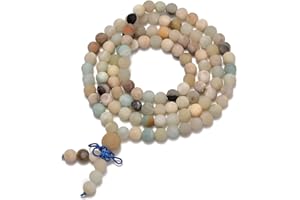 AD Beads 6mm Natural Healing Gemstones Buddhist 108 Prayer Mala Stretchy Bracelet Necklace