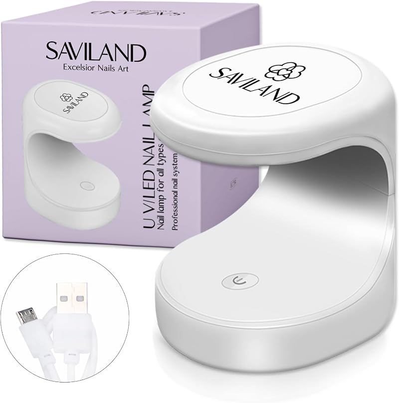 Saviland 16W Mini UV LED Nail Lamp Dryer for Gel Polish Builder Glue Nail Art