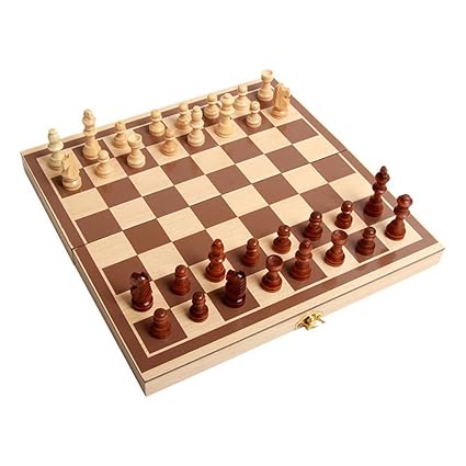 Generic Wooden Chess Toys Set Wooden Puzzle Chess Folding Chessboard Chess Set International Chess Intellectual Training for Children