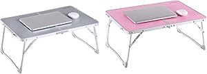 Foldable Laptop Table, Superjare Bed Desk, Breakfast Serving Bed Tray, Portable Mini Picnic Table & Ultra Lightweight, Folds in Half with Inner Storage Space