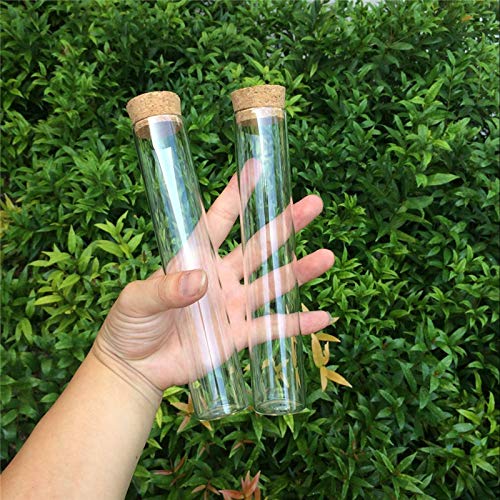 Jarvials 4 Sets of 150ml Transparent Test Tube with Cork Stopper， Food Grade Glass Bottles (4, 150ml)