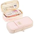 MAMUNU Expandable Pencil case with compartments, Large Capacity Pencil Cases Pencil Bag Pouch Office School, Portable Pencil Case Large School Stationery Organizer, Makeup Cosmetic Bag, Pink