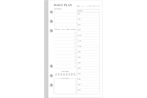 YARIDAR A6 Undated Daily Planner Refill - To Do List for Filofax Personal Binders, 80 Sheets/160 Pages Planner and Lined Refill, 6-Hole Punched, 3.75" x 6.75"