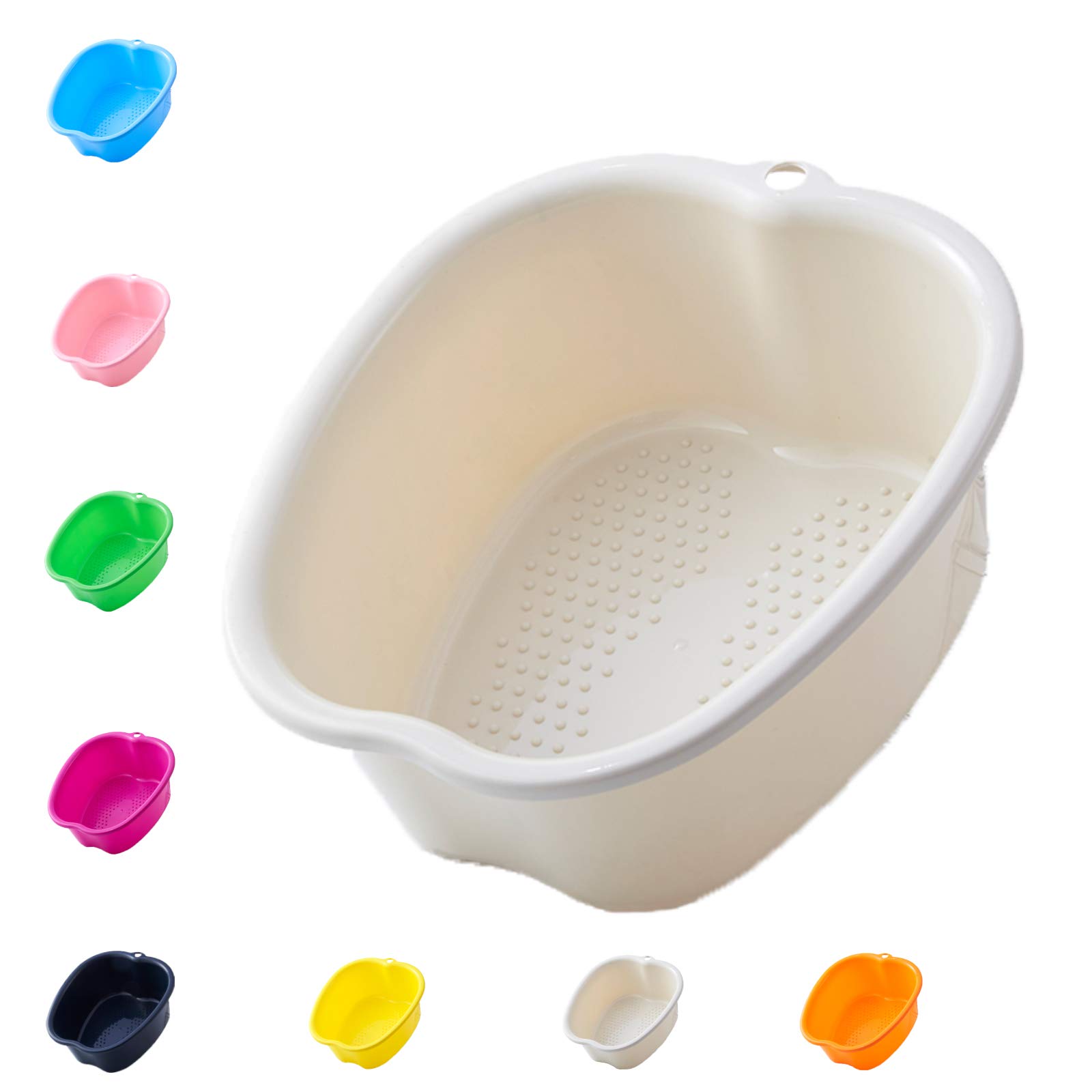 Large Foot Bath Spa Bowl Plastic Pedicure Bowl Massage Foot Tub,for Pedicure, Detox and Massage, Perfect to Soak Your Feet, Toe Nails and Ankles,Can be Soaked to Remove Dead Skin and Calluses (White)
