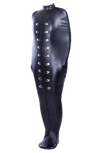 Aaijia Sexy Binding Soft Leather Full Bodysuit Pajamas Jumpsuit Adult  Bondage Restraint Suit BDSM Restraint Outfit Erotic Costume (Black, Large)  in Saudi Arabia
