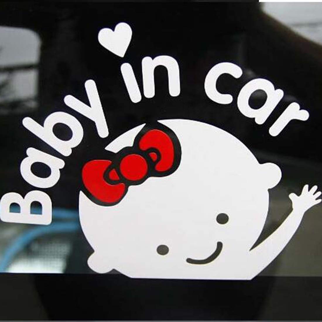 Baby in Car Baby on Board White Stickers Car Warning Sign, Reflective Waterproof