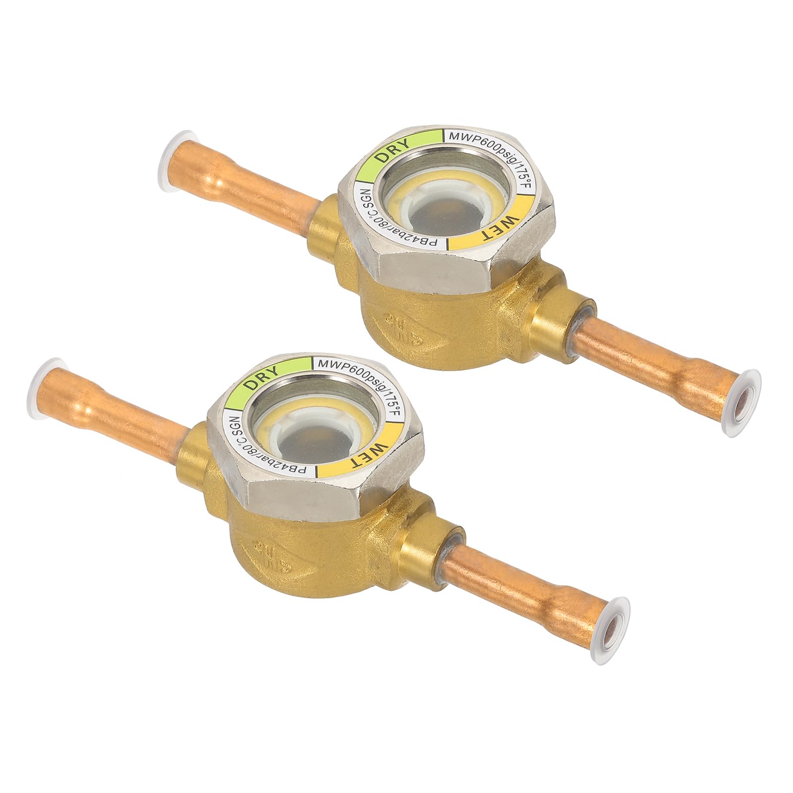 PATIKIL Sight Glass, 2Pcs 1/4 x 1/4 Sweat Universal Liquid Moisture Indicator Soldering for Air Conditioning HVAC Refrigeration
