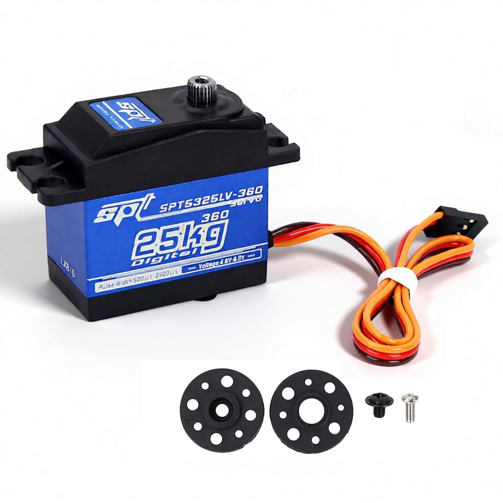 Digital Servo, 25KG Continuous Rotation Metal Digital Servo for RC Robots with Accessories And Screws