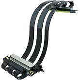 GLOTRENDS Double Reverse PCIE 4.0 Riser Cable for Mini-ITX Motherboard (170x170mm) Installation, Compatible with RTX 40/30 Series and Radeon RX7000/RX6000 Series, Black Color