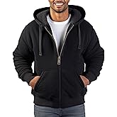 Zerenfy Hoodies for Men Heavyweight Sherpa Fleece Lined Sweatshirt Full Zip Up Thick Winter Coats Hooded Warm Jacket