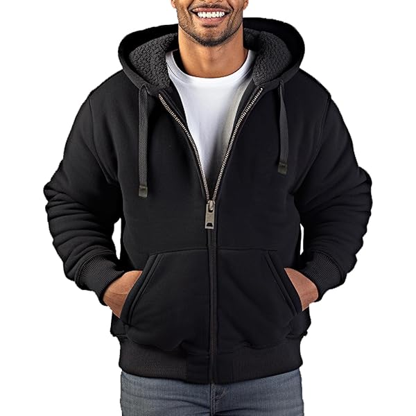 Facitisu Men's Winter Zip Up Hoodie Sherpa Fleece Sweatshirt Warm Thick Heavyweight Coats 1396251