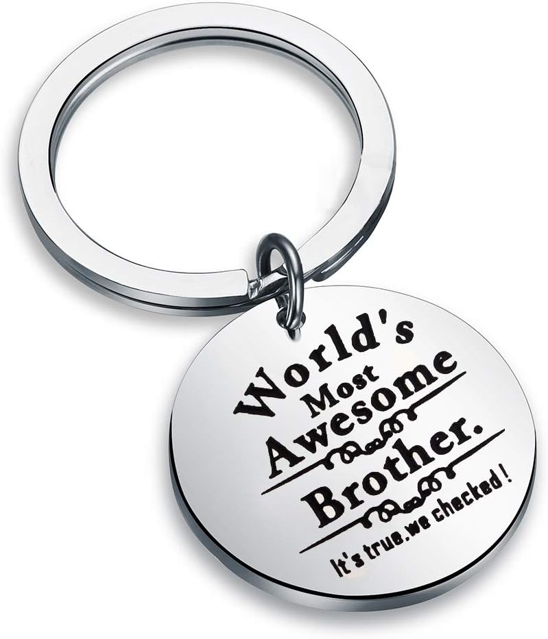 QIIER Brother Present Brother Keychain Fathers Day Present Brothers Day JewelryBrother Keyring (Silver)