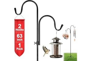 CAMII Shepherds Hook for Outdoor, 63''Bird Feeder Stand with 5 Prongs Base, Adjustable Garden Pole for Lanterns, Wind Chimes Hummingbird Feeders, Wedding Decorative