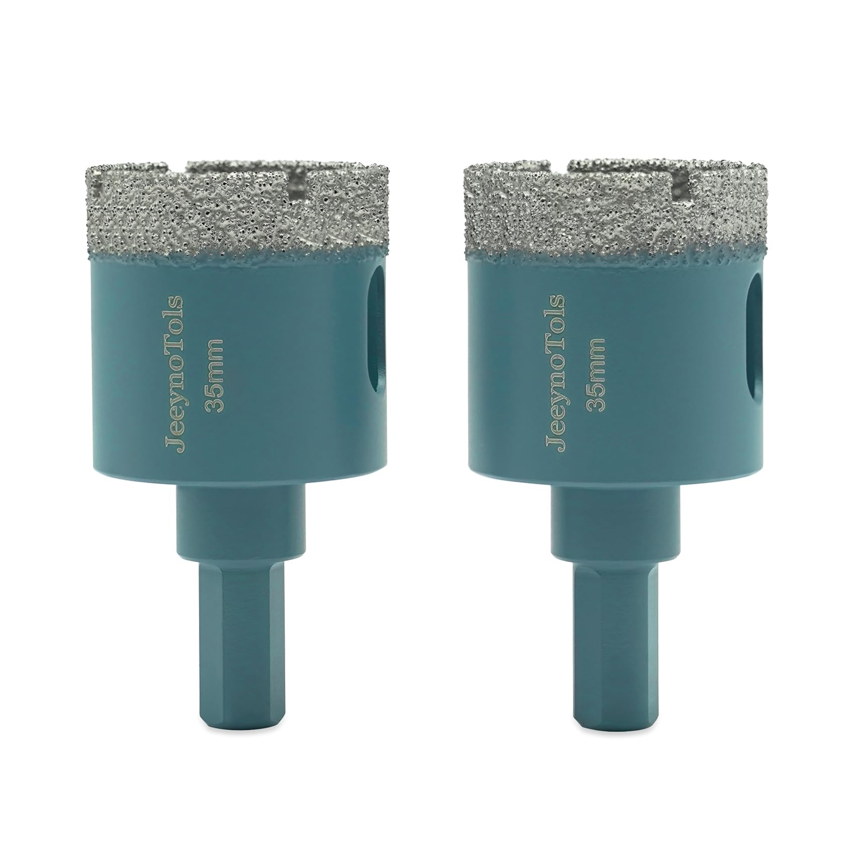 JeeynoTols Dry Diamond Core Drill Bit - 2pcs/Pack 1 3/8" (35mm) Diamond Hole Saw Tile Core Drill Bit with Triangle Shank for Porcelain Granite Marble Ceramic Stone