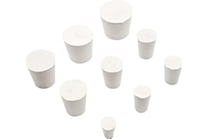 INKNOTE 32 PCS Solid Rubber Stoppers Lab Test Tube Bungs Including 9 Assorted Sizes Tapered Shaped White