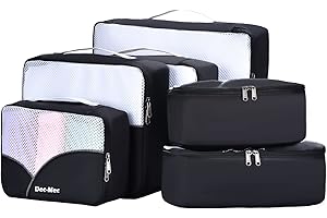 Dec-Mec 6 Set Packing Cubes for Travel (L,M,S,XS)-Suitcases Organizer Set for Travel Accessories Travel Essentials, Luggage Packing Bags for Carry on Suitcase (6set, Black)