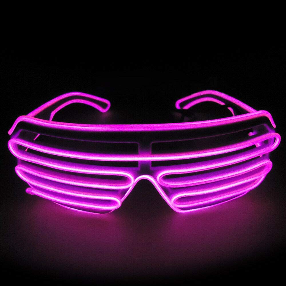 Neon El Wire LED Light Up led glasses with Shutter Standard Control Box Funny Amazing Cool Glasses Eyeglasses Eyewear for Christmas Halloween Wild Party,Dance Ball,Crazy Parties, Raves (Pink)