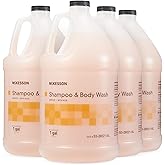 McKesson Body Wash and Shampoo [4 Count] - 1  Gallon Bulk Refill Full Body Wash with Aloe, Apricot Scent - Sensitive Skin & Hair 2‑in‑1