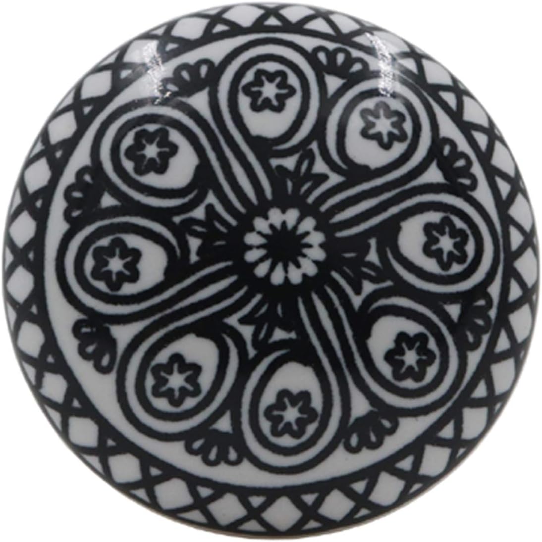 The Metal Magician Cabinet Knob Drawer Pull Ceramic Handles Cupboard Knob Drawer Pull Vintage Shabby Chic Hand Painted Knob Handmade Knob Assorted Knob Black Wheel (Flower) 12Pcs - Image 4