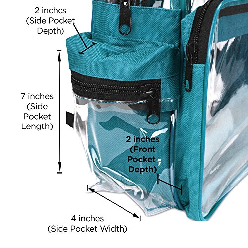 DALIX Clear Backpack Bags Smooth Plastic Transparent See Through in Teal